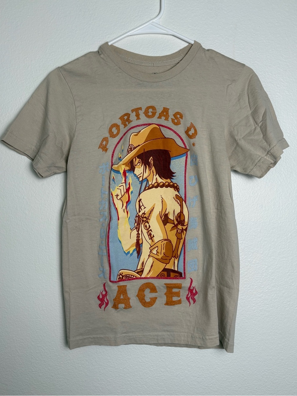 One Piece Portgas D. Ace Portrait Boyfriend Fit Girls T-Shirt Size Small